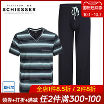 Schiesser Shu Ya Home clothing mens platinum thin modal pajamas short sleeve trousers casual wear Men