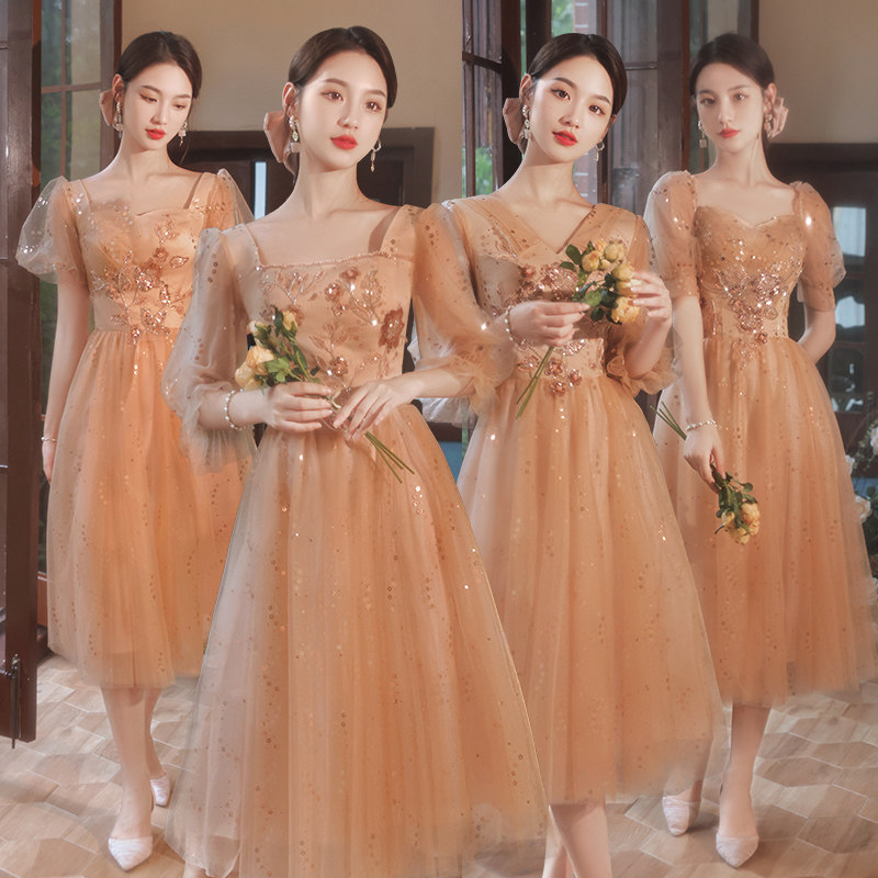 Bridesmaid's dress 2022 new Summer Sengas Little crowdsister group host gown dress lady little sub for the summer