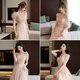 Pink bridesmaid dress 2021 new winter fairy air is thin, high sense of niche sister group evening dress skirt female winter