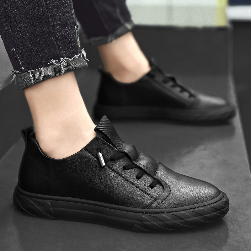 Chefs Shoes Waterproof Non-slip Kitchen Worko Pao Men Shoes Spring Full Black Board Shoes Soft-bottom Men Casual Leather Shoes