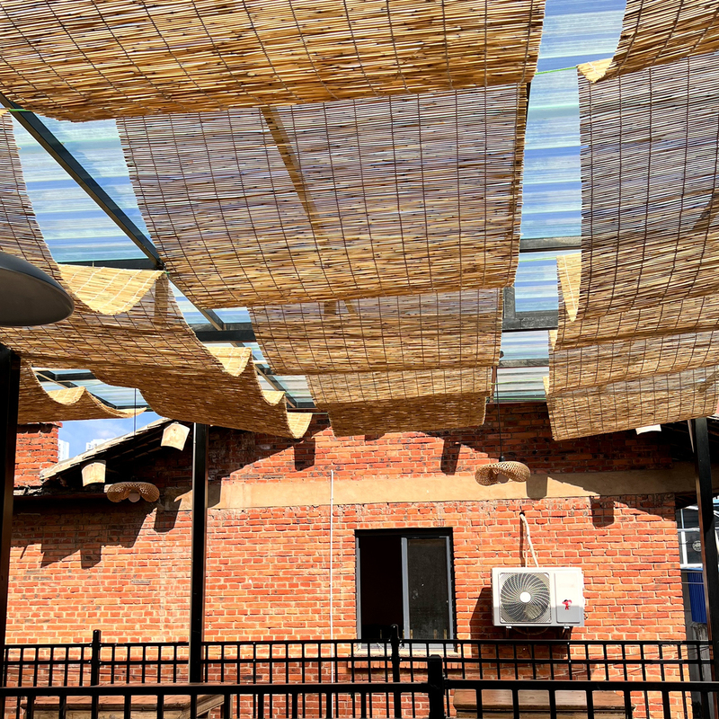 Reed Curtain Ceiling Decoration, Vintage Straw Curtain, Rolling Curtain, Balcony Sunshade, Light-Blocking, Tea Room, Zen Style, Ancient Style, Hotel Rooftop