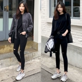 Джинсы, черные цветные тонкие демисезонные эластичные штаны, высокая талия, сезон 2021, подходит для подростков, в обтяжку