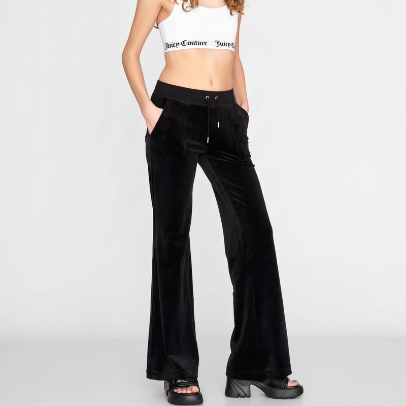 Juicy Couture Silver Fox Velvet Pocket Flared Pants
