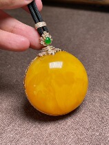 (Evening Star Jewelry) 18K gold inlaid amber beeswax pendant Live broadcast link