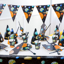 Space theme stray earth boy childrens birthday party disposable tableware set decoration dessert table supplies