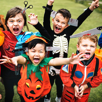 Halloween jewelry funny wearing head hoop creative Halloween broken head fruit knife scissors syringe headgear