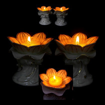 Ceramic Candlestick Buddhist Buddha lamp Lotus Candle Holder Changming lamp base tall lotus lamp holder