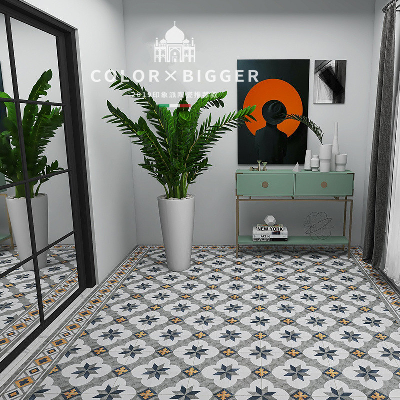 New retro tiles Nordic style homestay balcony splicing flowers powder room kitchen non-slip small floor tiles