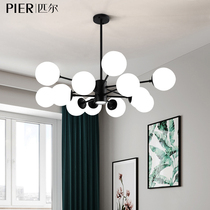 Living room lamp Nordic lamp modern simple living room main lamp Net red creative personality wrought iron glass magic bean chandelier