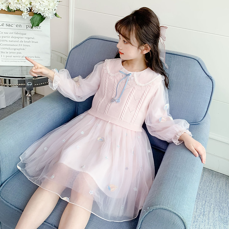 Girl Foreign Dress Spring Dress 2022 New Foreign Pie Children Dress Spring Autumn Female Princess Dresses Princess Dresses Dress Girl dress