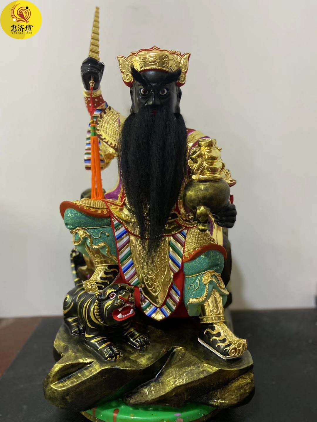 16 inches hand carved wooden statue of Wu Qiu Zhao Yongming 40cm custom statue live eye
