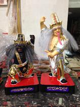 Taiwan version of the big two-year master seven-ye eight-Ye Black and White Impermanence camphor wood carving statue of custom-made 40cm