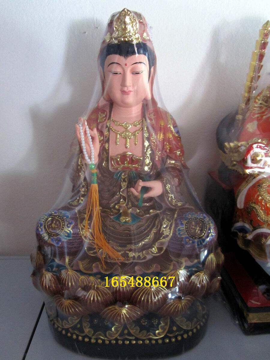 Guanyin Bodhisattva resin Guanyin Buddha is extremely colourful to take a full lotus-Bodhisattva home Dunhuang Caiguanyin Bodhisattva 16 inches-Taobao