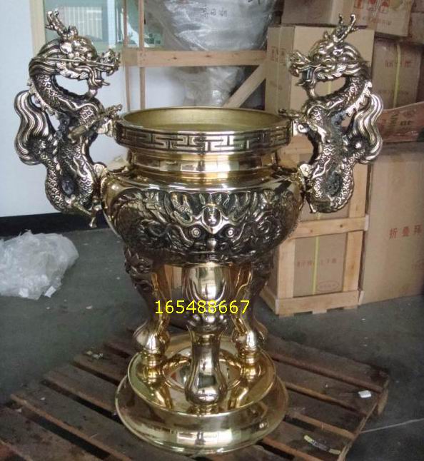 Temple great incense stove pure copper incense stove Buddha with stove Buddha front incense stove Double earrings incense stove High foot stove ruler 6-Taobao