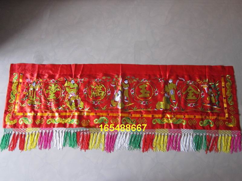 Gateway banner Golden Yu Mansion Color Curtain Folk embroidery door color bead embroidery eyebrow 1 8m