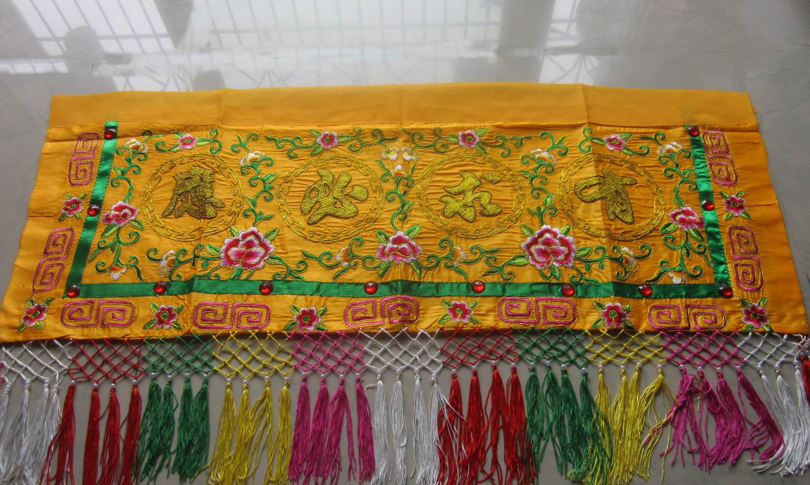 Buddha Hall Embroidery Responsive Banner Yellow Eight Immortals Color Banner Joint Color Horizontal Door Color Joint Color Curtain Color 3 Feet