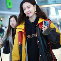 CC Song Yanfei star same color leather leather women short motorcycle jacket loose sheep leather thick coat