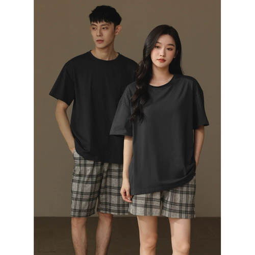 Хлопковая пижама для влюбленных, комплект, 2025 года, круглый воротник