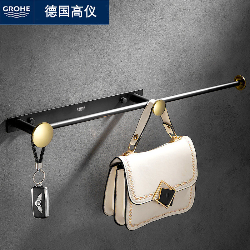 German craft brass Nordic coat rack bathroom punch-free towel rack bedroom light luxury clothes rail porch hook