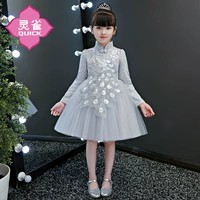 Lingque trẻ em ăn mặc mùa đông công chúa dài tay ren peacock pettiskirt chủ sân khấu catwalk trình diễn váy đầm cho be gái 14 tuổi