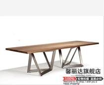 Wrought iron solid wood dining table Dining furniture American loft desk Conference table Desk Computer table Simple and modern
