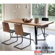 Simple modern rectangular wrought iron solid wood dining table Desk Computer desk Office desk Conference table Cafe table