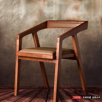 High-grade solid wood dining chair with armrest Nordic modern simple dining chair Hotel cafe engineering custom chair