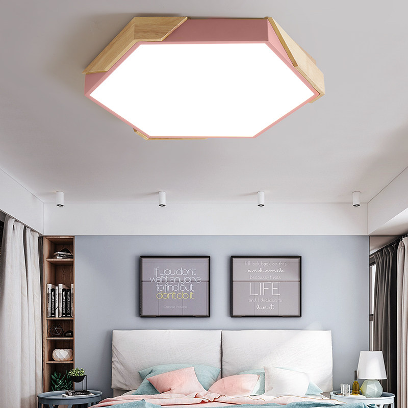 Nordic bedroom lamp Soliwood modern creative personality children's room lighting geometric ultra-thin Macaron ceiling lamp