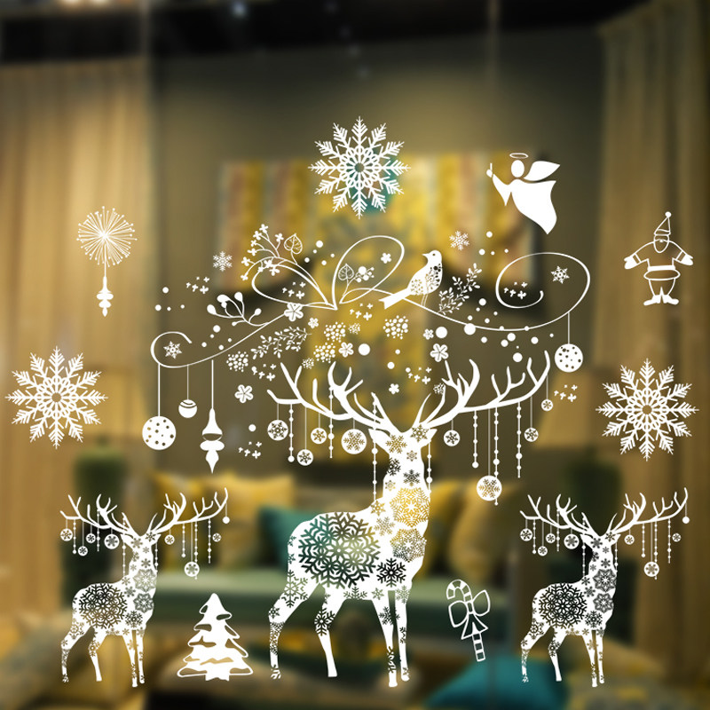 Christmas New Year Static Post Shop Shop Window Decorated Glass for New Year New Year Decorative Window Painting