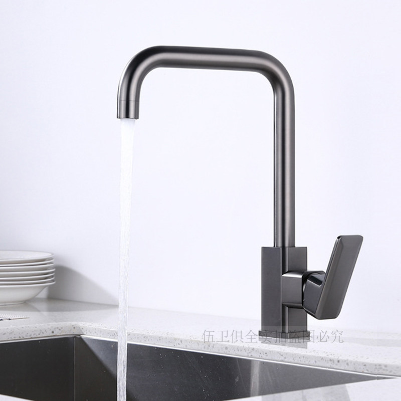 New German high-end all-copper brushed gun gray kitchen faucet rotating hot and cold water sink sink vegetable basin