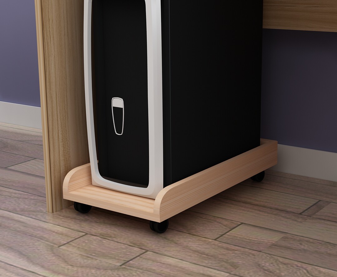 Desktop computer host frame mobile heat dissipation base solid wood host shell tray simple shell frame brake