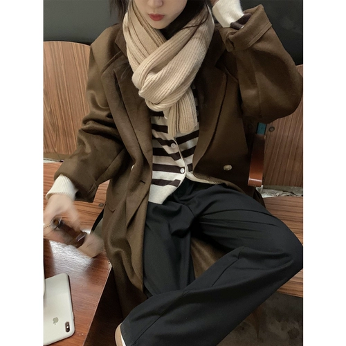 Демисезонная двусторонная кашемировая куртка, длинный плащ, средней длины