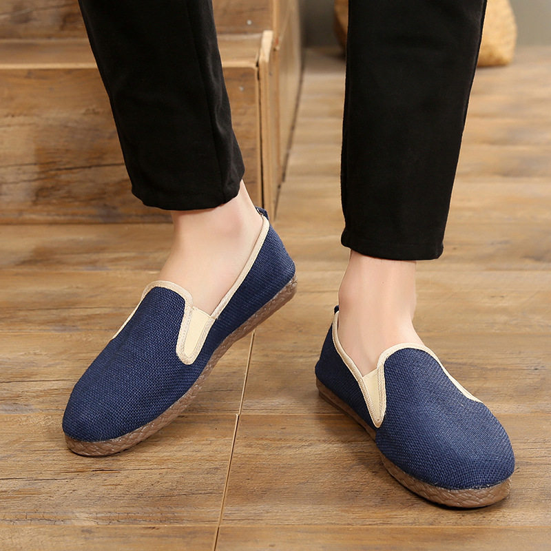 Chinese wind anti-stinky canvas fishermen lazy summer grass wear casual cloth shoes one foot old Beijing breathable
