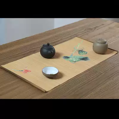 Tea mat table flag painting printing Zen bamboo mat tea curtain six gentlemen heat insulation mat kung fu tea mat tea mat