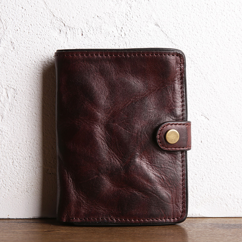 Retro genuine leather men's small wallets washed with wrinkled pleat effect casual little money clips to put driving license headlayer cow leather