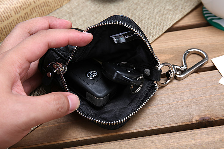R & middot; cose retro tay nam dệt bằng da trường hợp chìa khóa nữ túi chìa khóa xe công suất lớn khoảng 15 ví móc khóa da