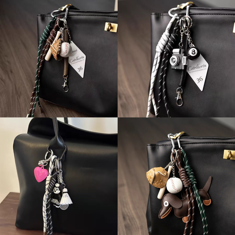 2025 New Miu Series Bag Pendant, Same Style as on Xiaohongshu, Car Keychain, Bag Charm, Woven Rope Bag Accessory