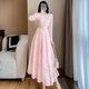 Spring French lace dress women 2023 spring new women's pink temperament slim fashion long skirt