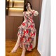 Early spring French dress women's 2023 spring new women's clothing temperament slim temperament floral chiffon long skirt