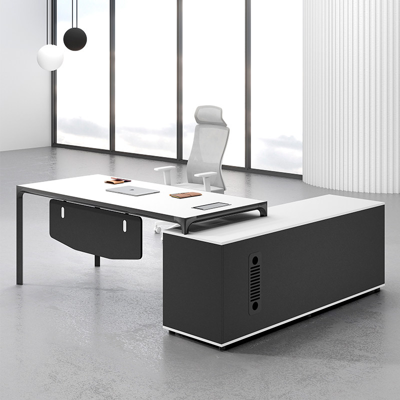 New Chinese Owner Desk Brief Modern Office Single Manager Table And Chairs Combined White Office Furniture