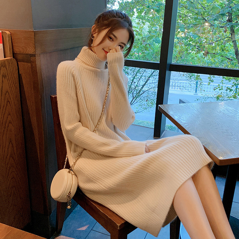 SADO YINER High collar bottom knit foreign dress 2021 in the middle of the spring 2021 long version of lap dresses