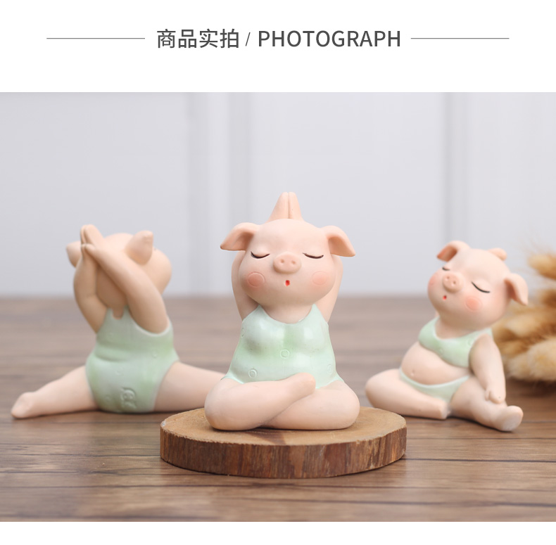 Heo xe trang trí bàn nhà trang trí nhỏ trang sức trung tâm điều khiển xe dễ thương trang trí yoga trang trí lợn thủ công - Trang trí nội thất kệ tủ trang trí phòng khách