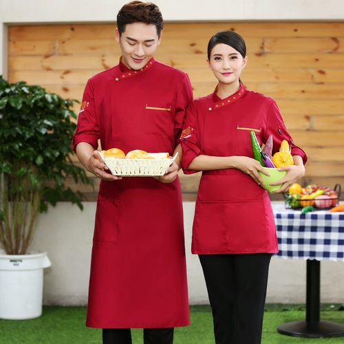 Высокий шеф -повар обслуживание длинные -насыщенные осенние и зимние отели кафетерий обратно кухонная шеф -повар