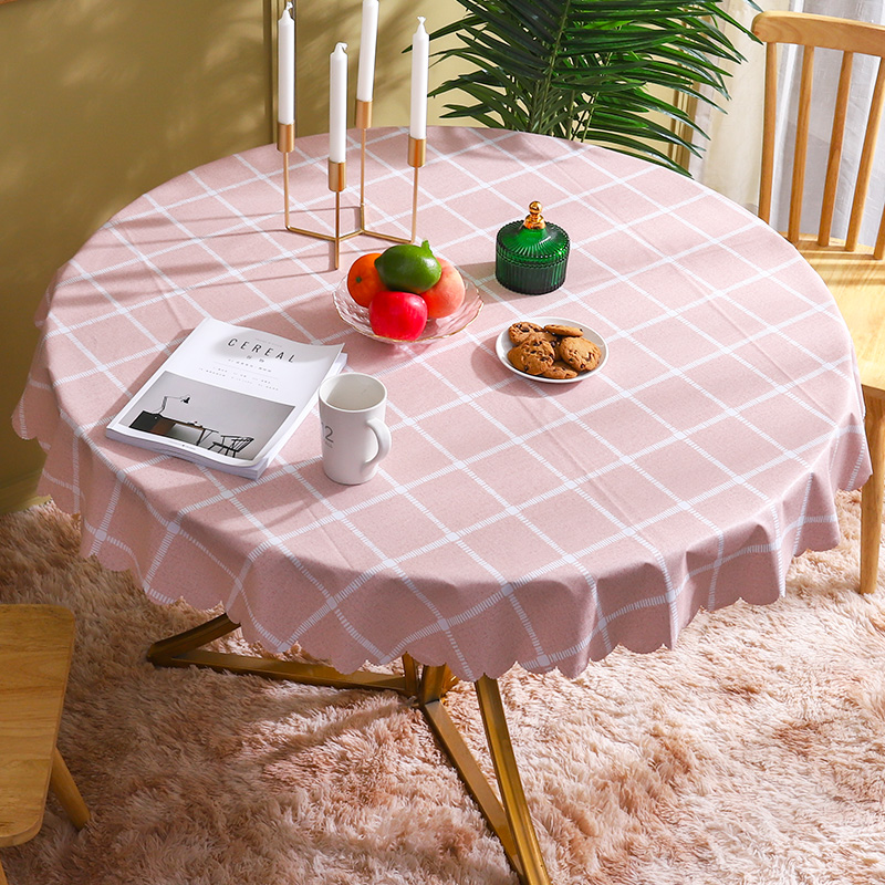 Round table tablecloth fabric Waterproof and oil-proof heat insulation Leave-in coffee table cloth Table mat European plastic tablecloth round household