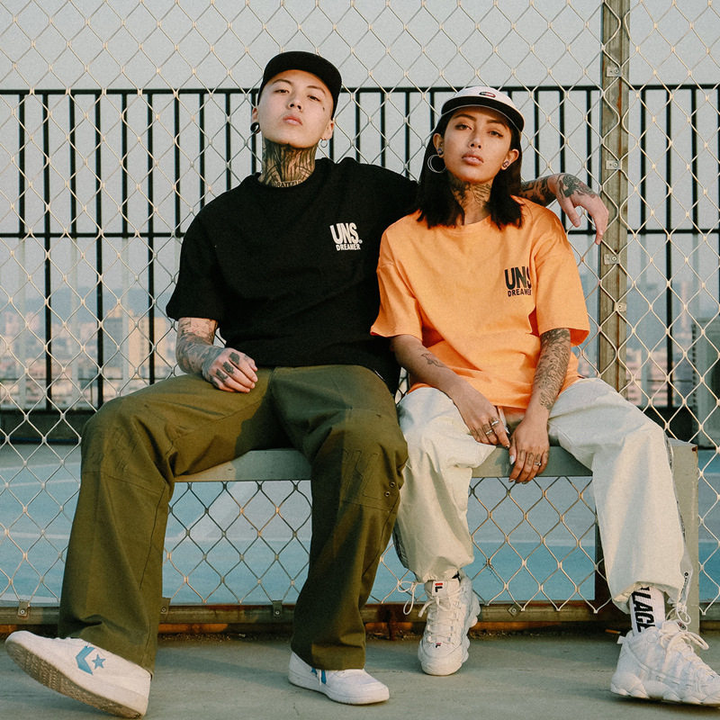 SEND MR UNUSUAL street trend half sleeve T-shirt UNS letter printed short sleeve T-shirt male and female co-pay