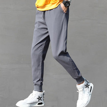 Mens new spring and autumn season long pants light thin underpants pure color camouflage elastic 90% Pants Casual Sports Tide Cards