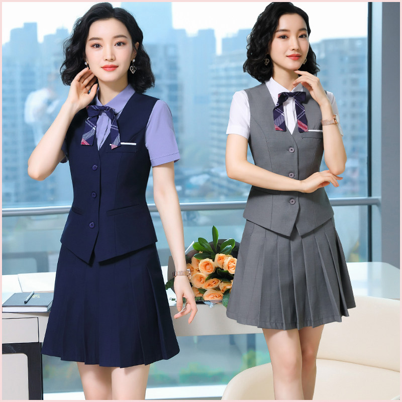 Kindergarten teacher uniform Vest dress Xia Youshi work clothes Beautician work clothes Female teacher garden suit suit
