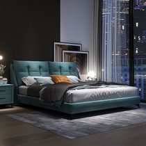 Italian Style Tech Bunk Bed Nordic Genuine Leather Bed 1 8 m Double Bed 1 5 m Master Bedroom Light Extravagant SOLID WOOD WEDDING BED