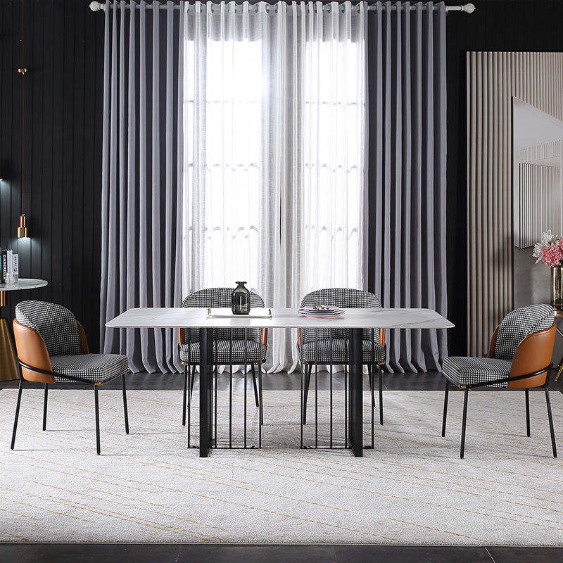 Italian rock plate dining table modern simple Nordic light luxury dining table and chair combination small apartment designer model room table
