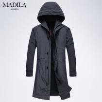 Martella hooded trench coat male handsome spring and autumn Korean version of mens trench coat medium and long business casual cloak jacket